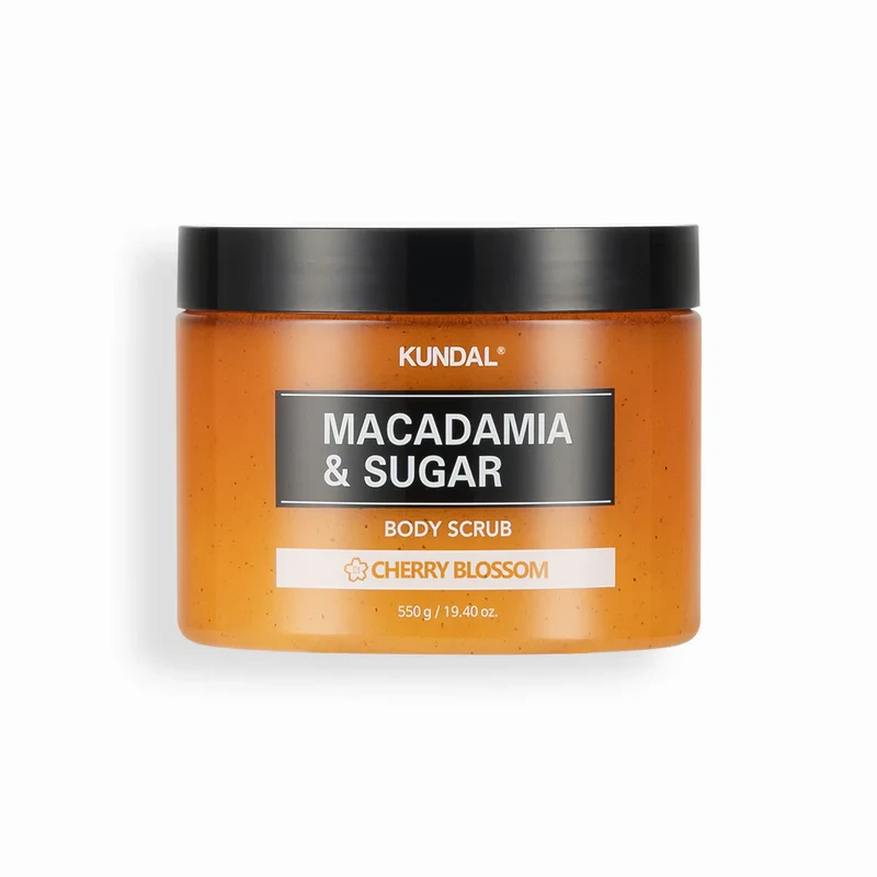 Kundal Macadamia & Sugar Body Scrub Cherry Blossom 550ml exfoliating and nourishing scrub
